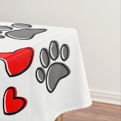 犬の足とハートスケッチ テーブルクロス (インサイチュ)
