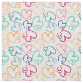 犬の足とハート カラフル ファブリック (見本)