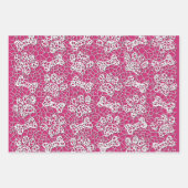 犬の足とボーンズフェイクレースアートプリント ラッピングペーパーシート (正面3)