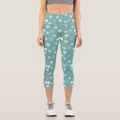 犬の足と休日のボーンパターン カプリレギンス (正面)