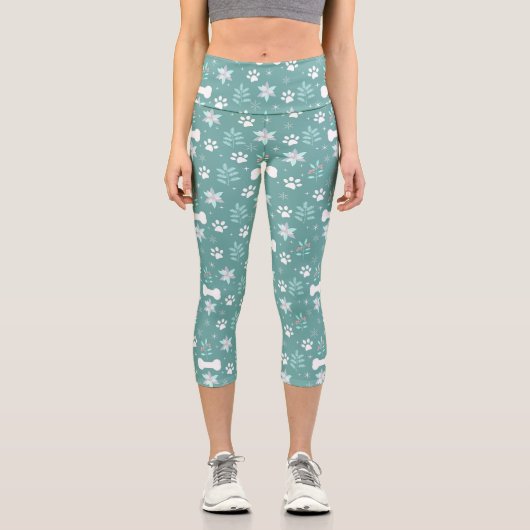 犬の足と休日のボーンパターン カプリレギンス (正面)