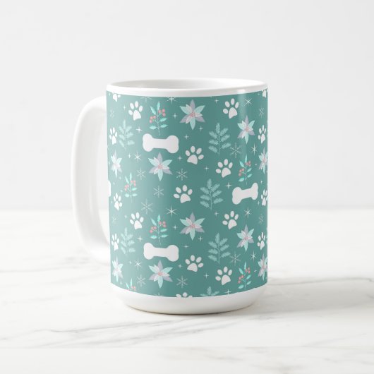 犬の足と休日のボーンパターン コーヒーマグカップ (正面左)