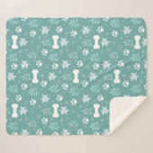 犬の足と休日のボーンパターン シェルパブランケット (正面(横))