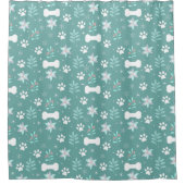 犬の足と休日のボーンパターン シャワーカーテン (正面)