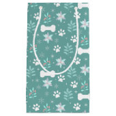 犬の足と休日のボーンパターン スモールペーパーバッグ (正面)