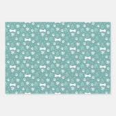 犬の足と休日のボーンパターン ラッピングペーパーシート (正面)