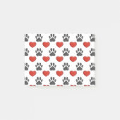 犬の足と赤いハート絵画のパターン ポストイット (正面)