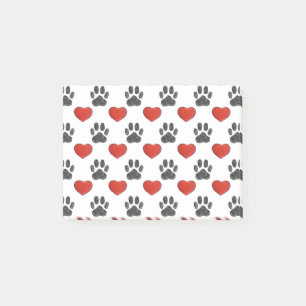 犬の足と赤いハート絵画のパターン ポストイット