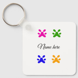 犬の足のカラフルペット追加の名前文字動物の足 キーホルダー