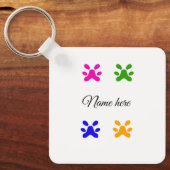 犬の足のカラフルペット追加の名前文字動物の足 キーホルダー (正面)