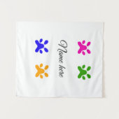 犬の足のカラフルペット追加の名前文字動物の足 タペストリー (正面(横))