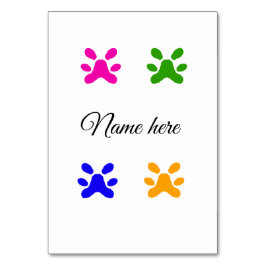 犬の足のカラフルペット追加の名前文字動物の足 テーブルナンバー