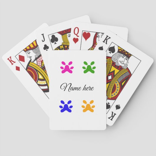犬の足のカラフルペット追加の名前文字動物の足 トランプ (裏面)