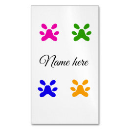 犬の足のカラフルペット追加の名前文字動物の足 マグネット名刺