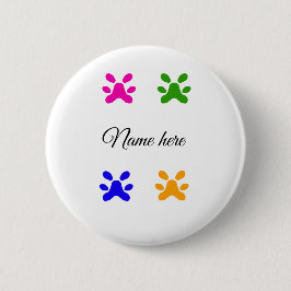 犬の足のカラフルペット追加の名前文字動物の足 缶バッジ