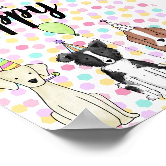 犬の足のティ表のサイン – 子犬を採用 ポスター (角)