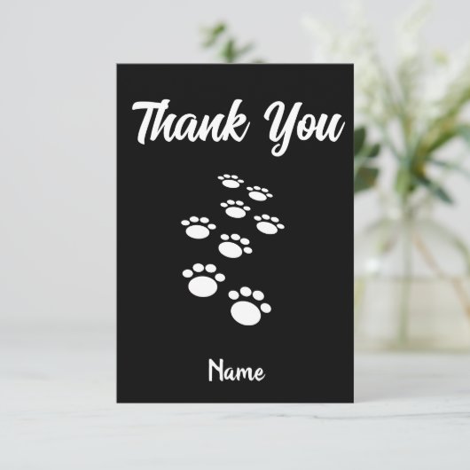 犬の足のトラックカスタムの白黒 サンキューカード (スタンド正面)