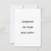 犬の足のハートおめでとうあなたの新しい子犬に! サンキューカード (裏面)