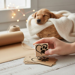 犬の足のハートシルエットゴムスタンプ ラバースタンプ