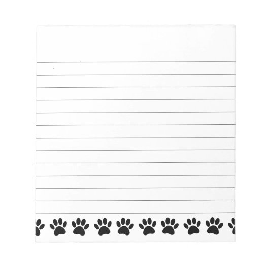 犬の足のパターンが並んだ ノートパッド (正面)
