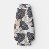 犬の足のパターン黒いラブラドール ボトルクーラー (正面)