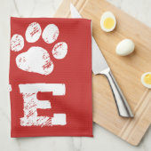 犬の足のプリントとの愛 キッチンタオル (四つ折り)