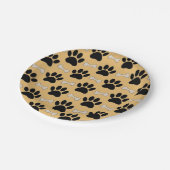 犬の足のプリントと骨 ペーパープレート (アングル)