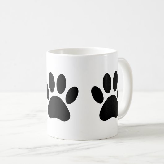 犬の足のプリントは黒 コーヒーマグカップ (正面右)