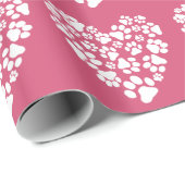 犬の足のプリントハートパターン ラッピングペーパー (ロールコーナー)