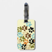 犬の足のプリントパターン ラゲッジタグ (裏面縦)