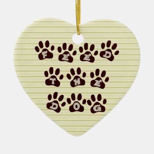 犬の足のプリント2の通用口のハンガーを食べ物を与えて下さい セラミックオーナメント (正面)