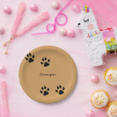 犬の足のプリント(変更の背景) ペーパープレート (パーティー)
