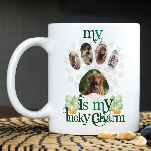 犬の足の写真セントパトリックの日パーソナライズされた コーヒーマグカップ