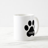 犬の足の名前のシルエットデザイン コーヒーマグカップ (正面右)