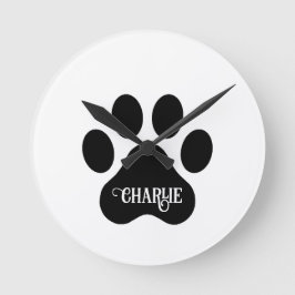 犬の足の名前のシルエットデザイン ラウンド壁時計