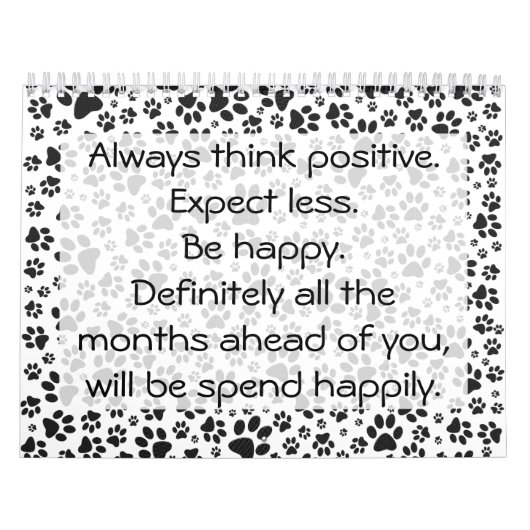 犬の足の白黒水玉模様カレンダー カレンダー (カバー)