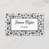 犬の足の白黒水玉模様名刺 名刺 (正面)