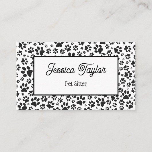 犬の足の白黒水玉模様名刺 名刺 (正面)