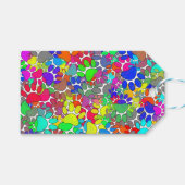 犬の足の跡が一面に広がっている ギフトタグ (正面(横))