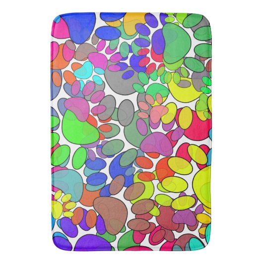 犬の足の跡が一面に広がっている バスマット (正面縦)