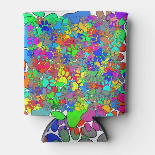 犬の足の跡が一面に広がっている 缶クーラー (正面)