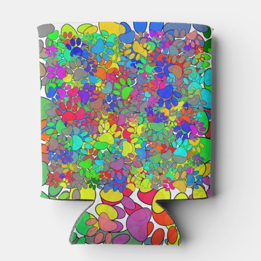 犬の足の跡が一面に広がっている 缶クーラー (裏面)