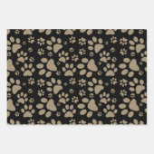 犬の足の跡（茶と黒） ラッピングペーパーシート (正面)