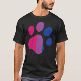 犬の足の跡LGBTQバイセクシュアル国旗ゲイプライド・ビドッグ Tシャツ
