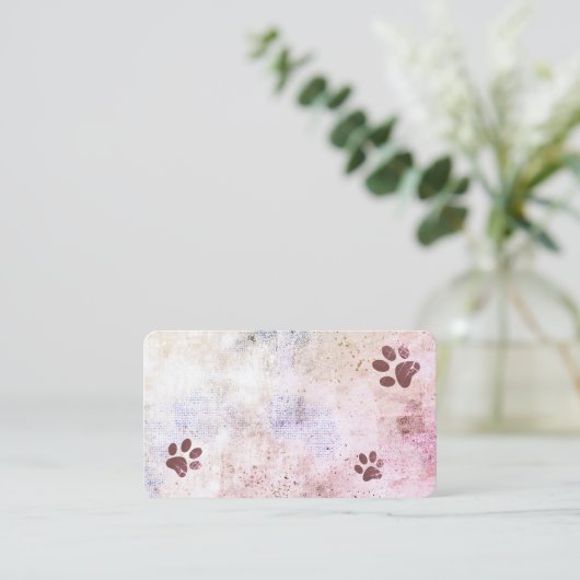 犬の足は水の色を印刷する(ばちゃばちゃ)跳ねる絵を描デザイン 名刺 (スタンド正面)