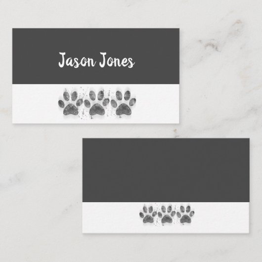 犬の足は灰色と白を印はっきりしたカスタム刷 名刺 (正面/裏面)