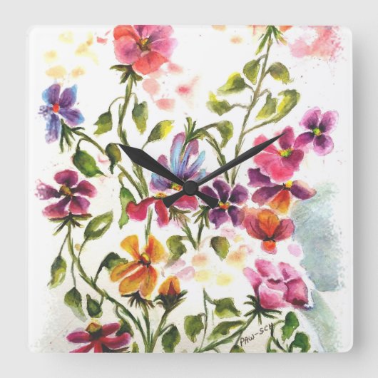 犬の足は秘密の天使を印刷 スクエア壁時計 (正面)