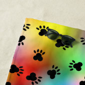 犬の足は虹のビーチタオルを印刷 ビーチタオル (インサイチュ)