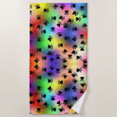 犬の足は虹のビーチタオルを印刷 ビーチタオル (正面)