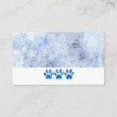 犬の足は青と白の水の色を印刷デザイン 名刺 (裏面)